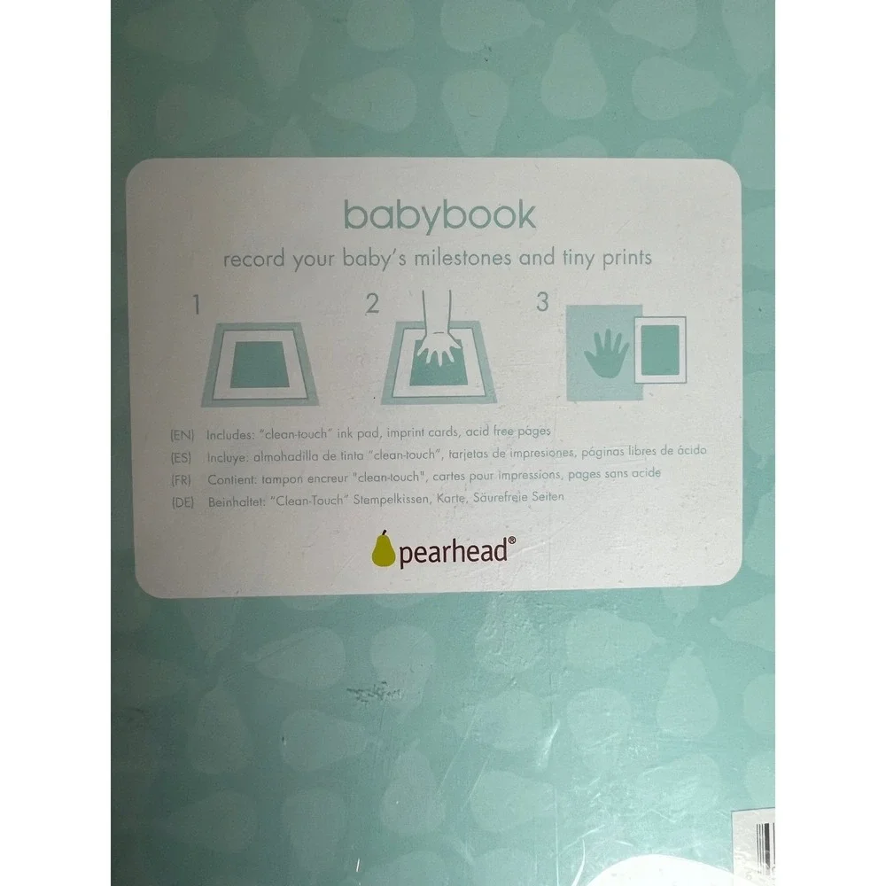 Pearhead Baby Memory Book Grey Chevron First Year Journal with Ink Pad 98904